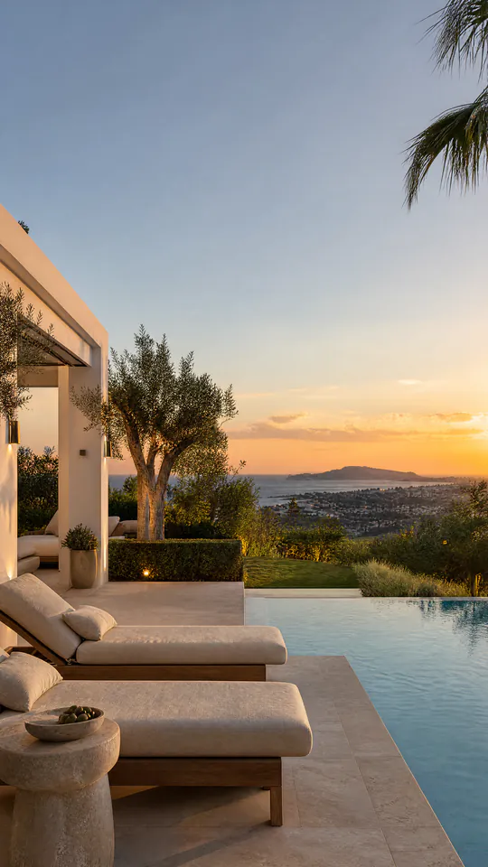 Story de Instagram de una villa con piscina infinita al atardecer en Marbella